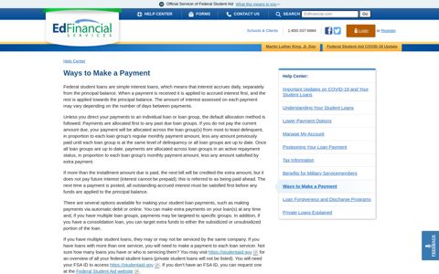 Ways to Make a Payment - Edfinancial Services