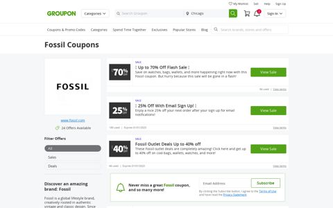 25% Off Fossil Coupons & Sales - December 2020 - Groupon