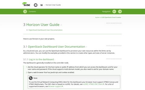 Horizon User Guide | OpenStack User Guide | SUSE ...