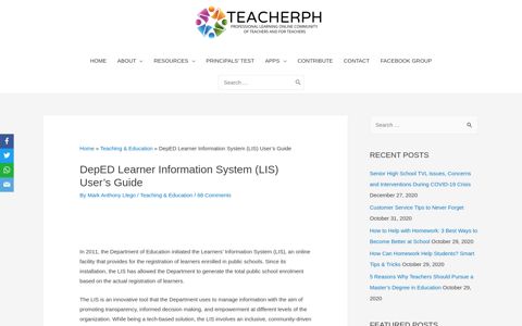 DepED Learner Information System (LIS) User's Guide