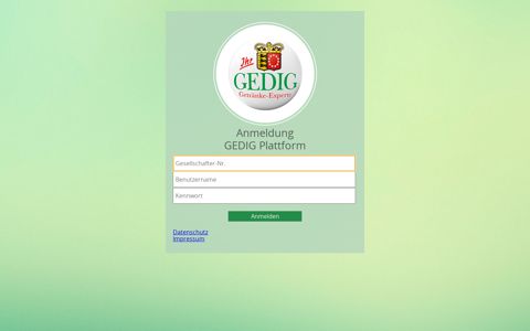 Anmeldung GEDIG Plattform