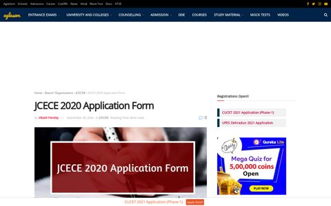 JCECE 2020 Application Form - AglaSem Admission