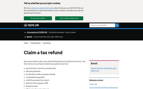 Claim a tax refund - GOV.UK