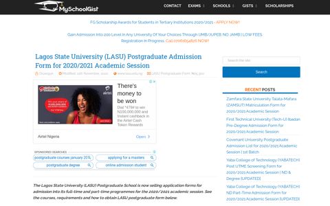 How to Apply for LASU Postgraduate Form 2020/2021 ...