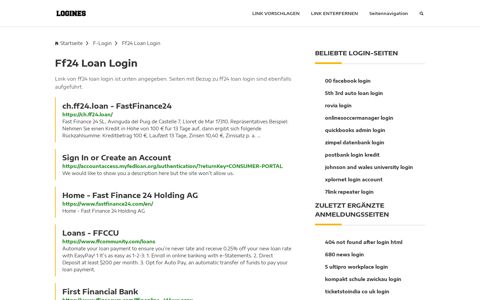 Ff24 Loan Login | Allgemeine Informationen zur Anmeldung