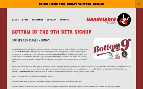 Beta Tester Signup — Handelabra Games