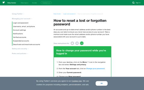 How to reset a lost or forgotten password - Twitter Help Center