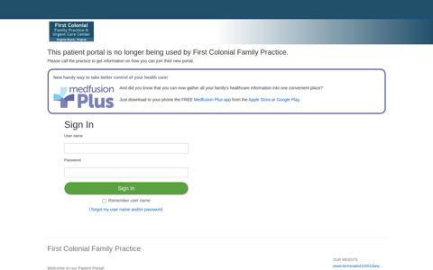 First Colonial Family Practice - Patient Portal
