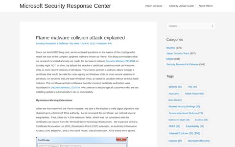 Flame malware collision attack explained – Microsoft Security ...