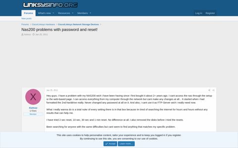 Nas200 problems with password and reset! | LinksysInfo.org