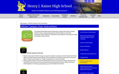 Infinite Campus User Instructions – Information – Kaiser High ...
