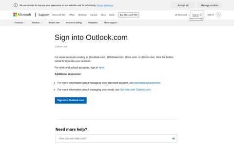Sign into Outlook.com - Office Support - Microsoft Support