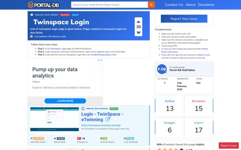 Twinspace Login - Portal Homepage
