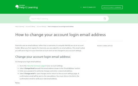 How to change your account login email address – Evernote ...