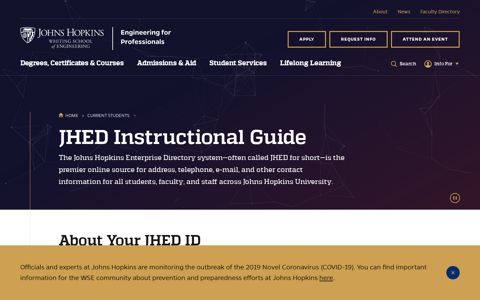 JHED Instructional Guide | Johns Hopkins University