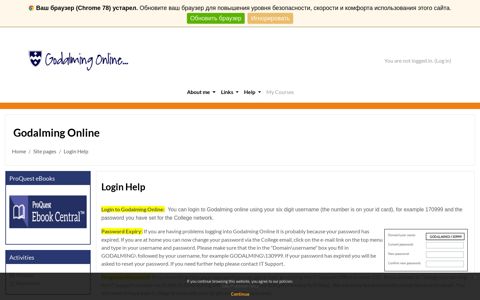 Home: Login Help - Godalming Online