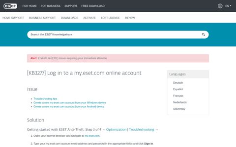 [KB3277] Log in to a my.eset.com online account