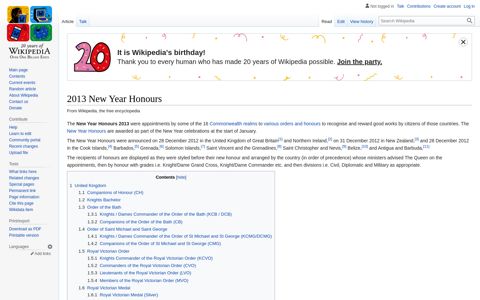 2013 New Year Honours - Wikipedia