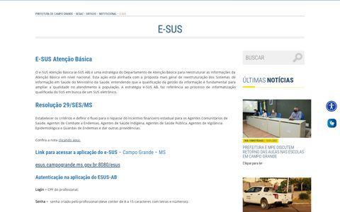 E-SUS | SESAU - Prefeitura de Campo Grande