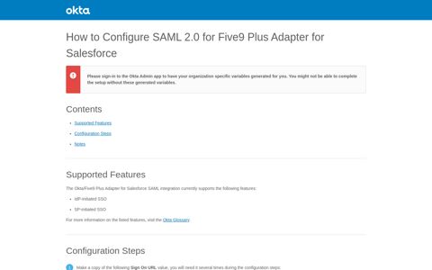 How to Configure SAML 2.0 for Five9 Plus ... - Setup SSO
