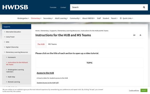 Instructions for the HUB and MS Teams | Hamilton ... - hwdsb
