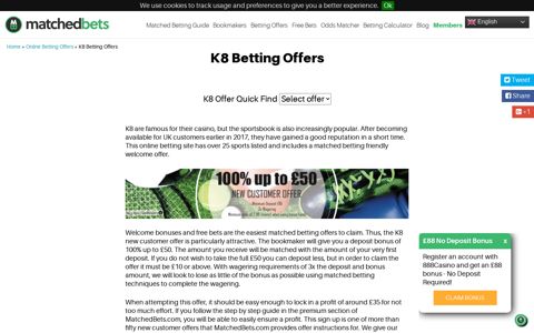 K8 Betting Offers Archives - MatchedBets.com