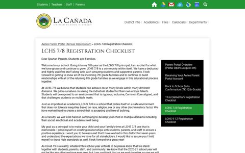 LCHS 7/8 Registration Checklist – Aeries Parent Portal ...