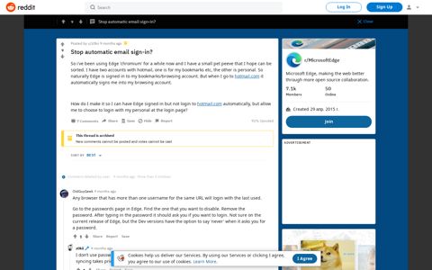 Stop automatic email sign-in? : MicrosoftEdge - Reddit