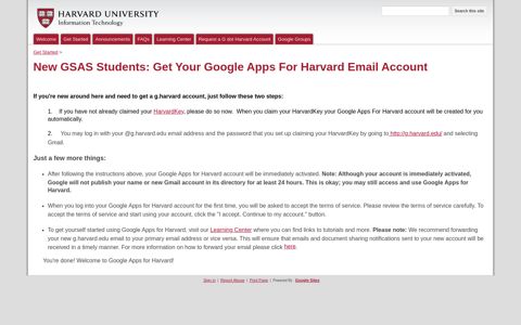 New GSAS Students: Get Your Google Apps For Harvard ...