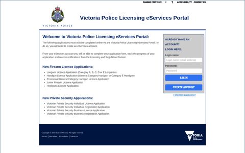 Welcome to Victoria Police Licensing eServices Portal