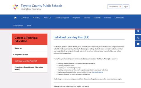 Career & Technical Education / Individual Learning Plan (ILP)