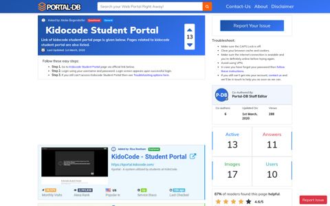 Kidocode Student Portal