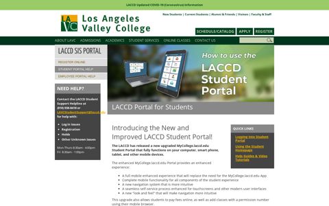 Student Portal Help: Los Angeles Valley College