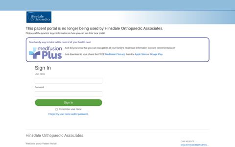Hinsdale Orthopaedic Associates - Patient Portal