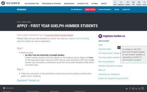 Apply - First Year Guelph-Humber Students | Residence