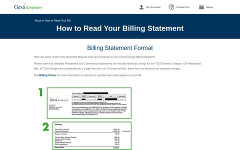 The Billing Statement Format of Your Bill | Gexa Energy