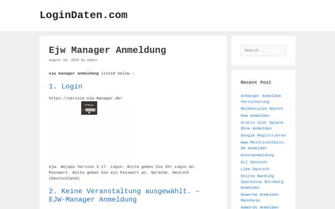 Ejw Manager - Login - LoginDaten.com