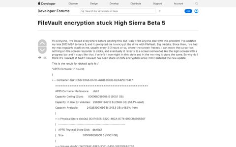 FileVault encryption stuck High Si… | Apple Developer Forums