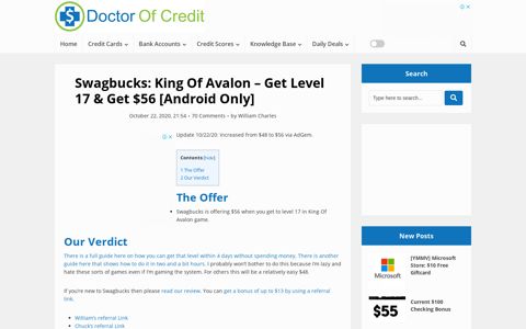 Swagbucks: King Of Avalon - Get Level 17 & Get $56 [Android ...