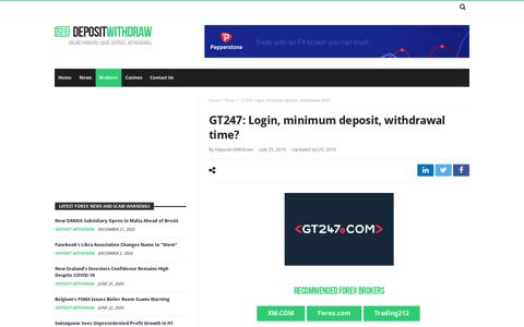 GT247: Login, minimum deposit, withdrawal time?