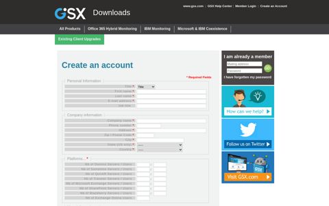Create an account : GSX Groupware Solutions