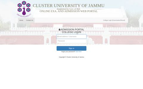 College Login - Cluster University of Jammu