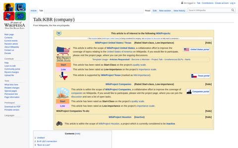 Talk:KBR (company) - Wikipedia