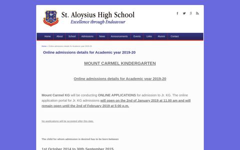 Online admissions details for Academic year 2019-20 | St ...