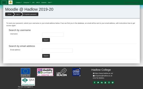 Home Log in Forgotten password - Moodle - Hadlow College
