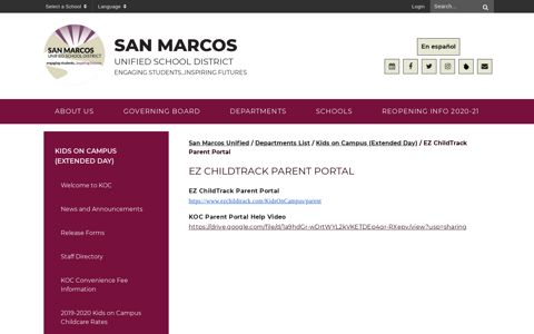 EZ ChildTrack Parent Portal - San Marcos Unified