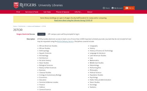 JSTOR | Rutgers University Libraries