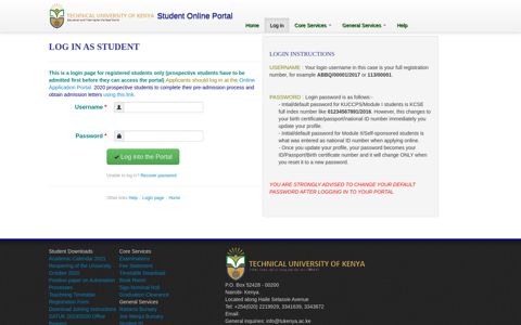 Sign in to the Student Portal :: TU-K Student Portal