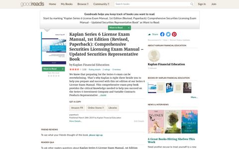 Kaplan Series 6 License Exam Manual, 1st Edition (Revised ...