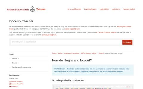 How do I log in and log out? | OSIRIS Teacher - Advisor ...